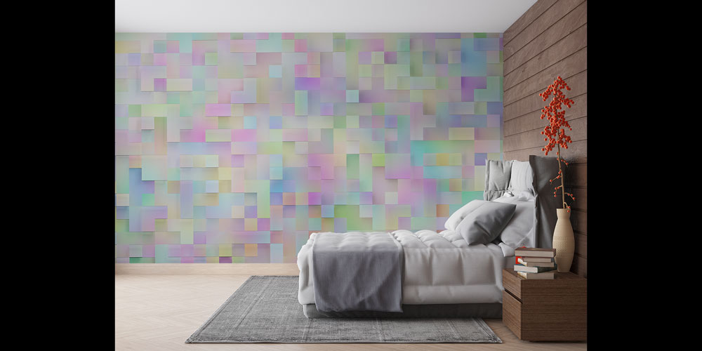 Pastel Mozaik Geometrik Soyut Dijital Sanat Duvar Kağıdı 4836