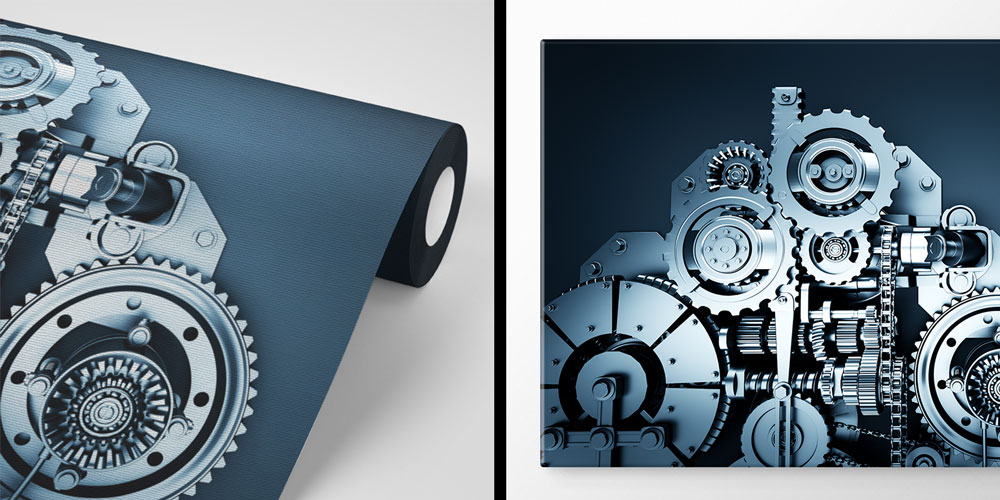 Endüstri ve Mühendislik Temalı Renkli Dişli Desenli Duvar Kağıdı 5471