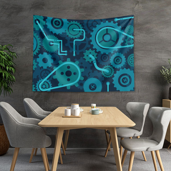 ofis-duvar-dekor-5495-03 Endüstriyel Mavi Dişli Çark Tasarımlı Duvar Örtüsü 5495