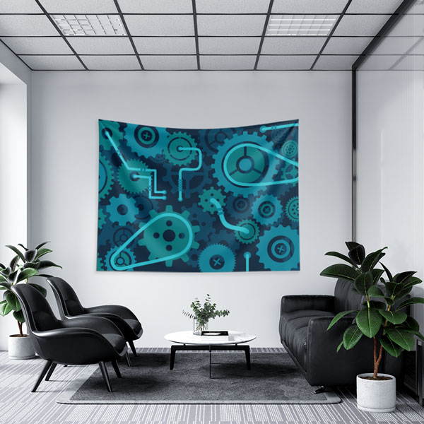 ofis-duvar-dekor-5495-04 Endüstriyel Mavi Dişli Çark Tasarımlı Duvar Örtüsü 5495