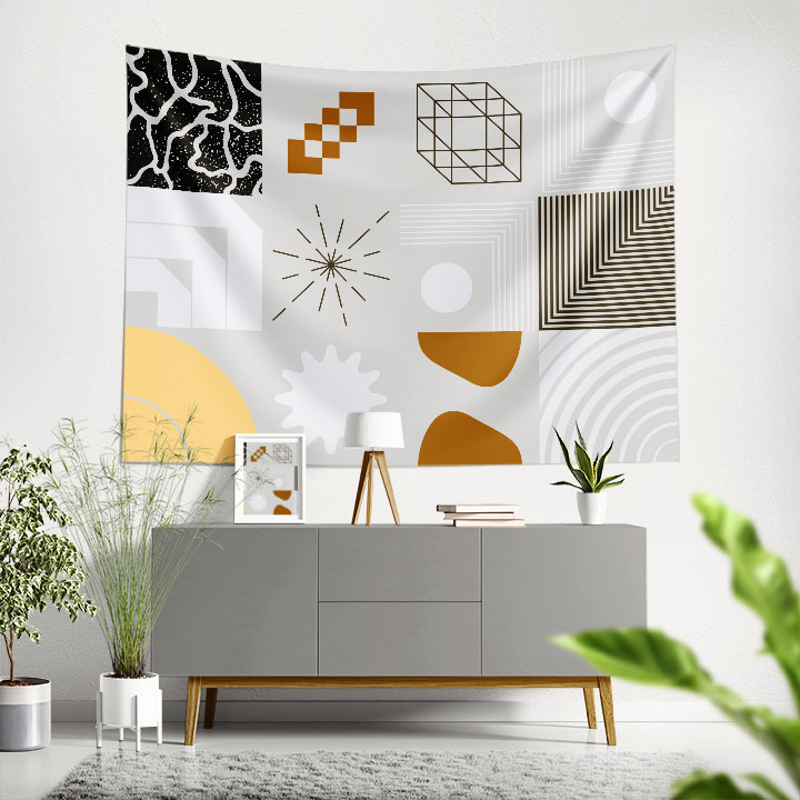 Geometrik Desenli Modern Duvar Örtüsü Kumaş Baskı 5609