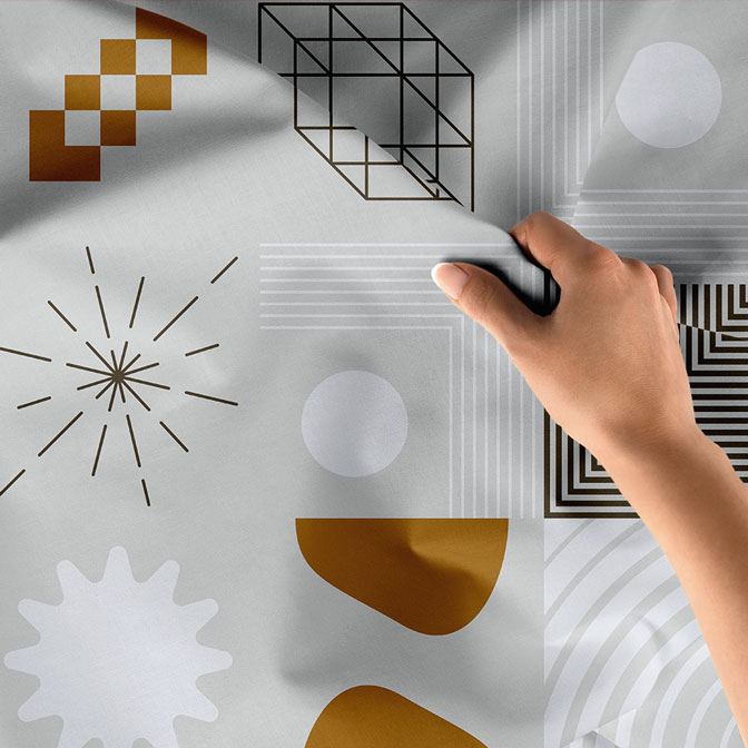 Geometrik Desenli Modern Duvar Örtüsü Kumaş Baskı 5609