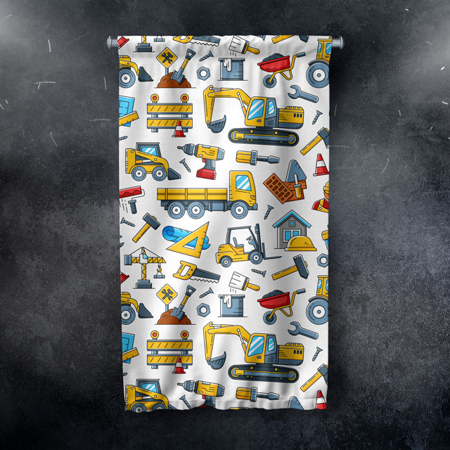 İnşaat Temalı Çizimli Duvar Flaması 5628