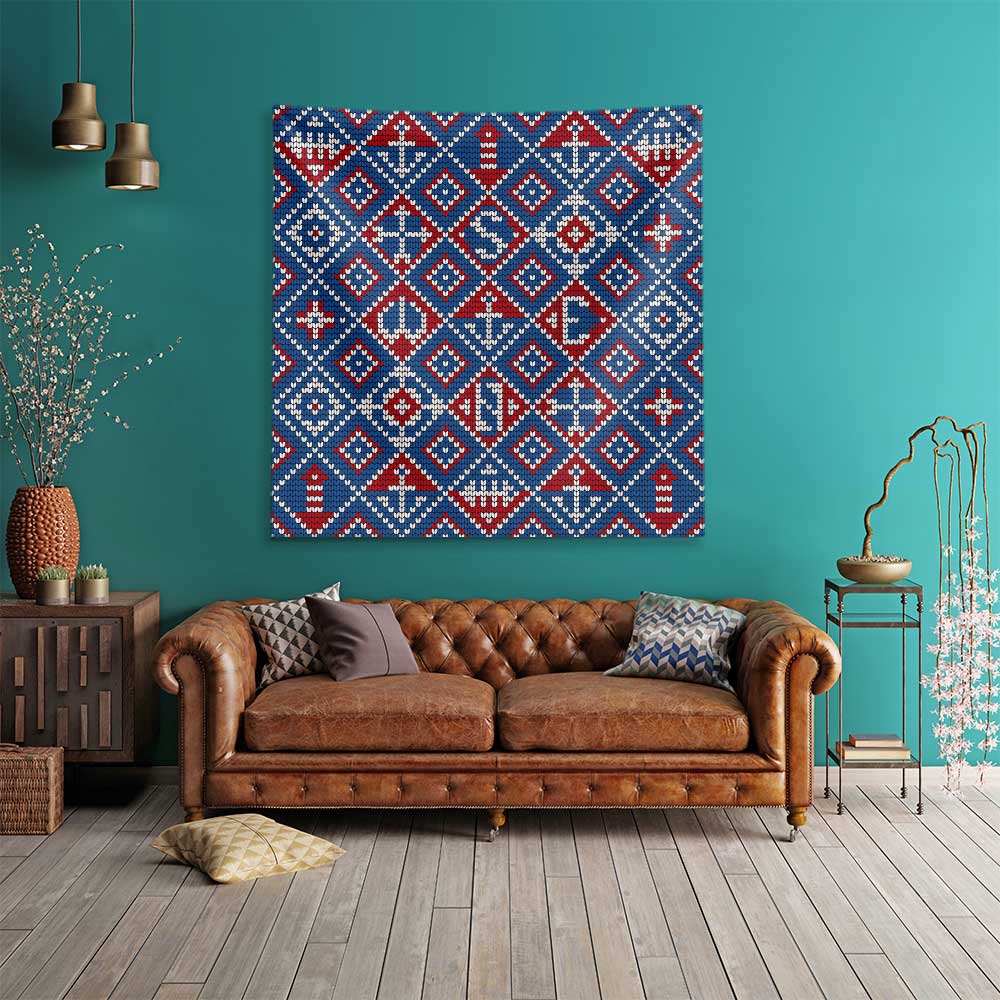 Geometrik Marin Kilim Desenli Duvar Örtüsü 4649