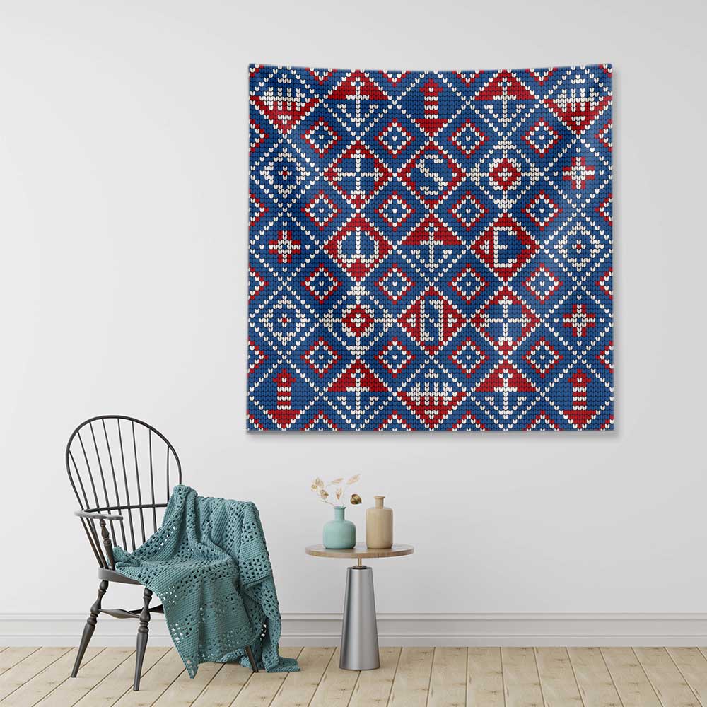 Geometrik Marin Kilim Desenli Duvar Örtüsü 4649