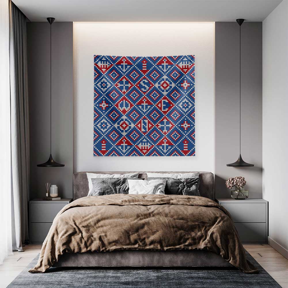 Geometrik Marin Kilim Desenli Duvar Örtüsü 4649