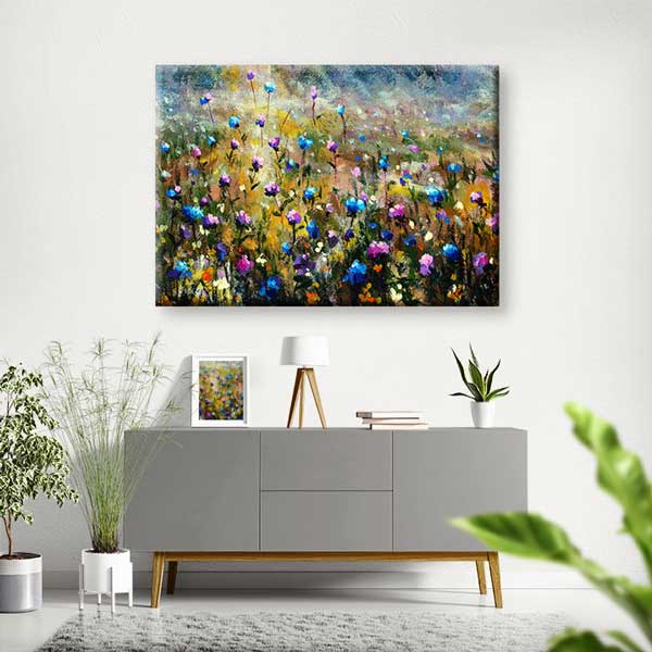 Renkli Çiçek Tarlası Desenli Kanvas Tablo 4212