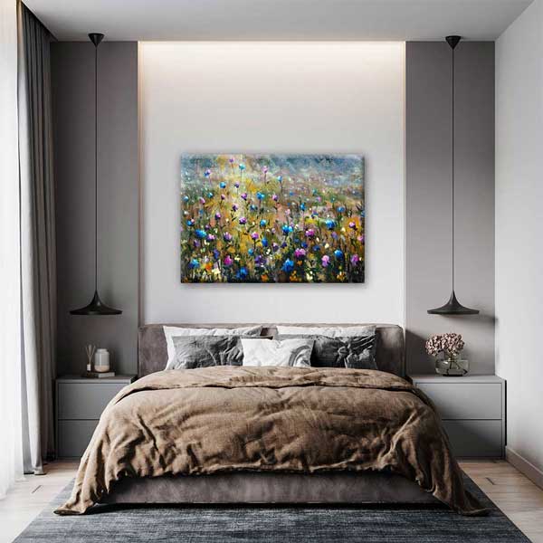 Renkli Çiçek Tarlası Desenli Kanvas Tablo 4212