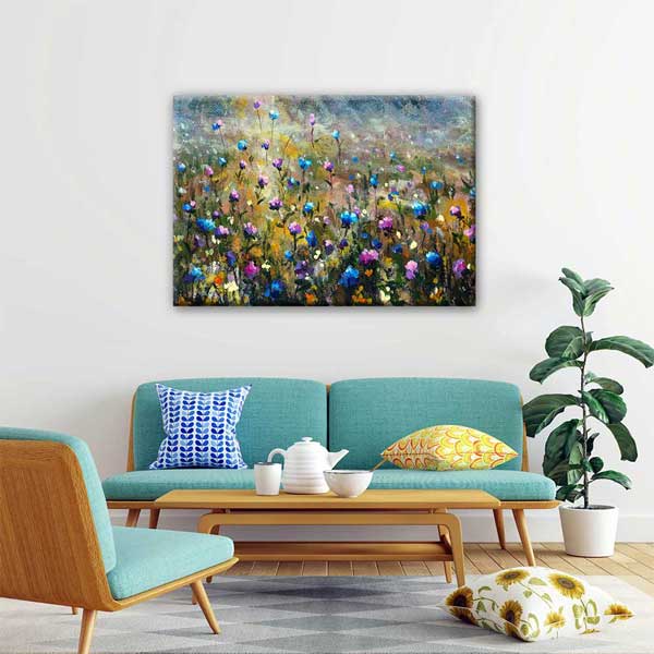 Renkli Çiçek Tarlası Desenli Kanvas Tablo 4212