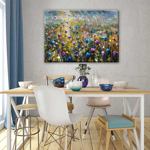 Renkli Çiçek Tarlası Desenli Kanvas Tablo 4212