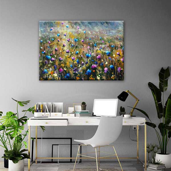 Renkli Çiçek Tarlası Desenli Kanvas Tablo 4212