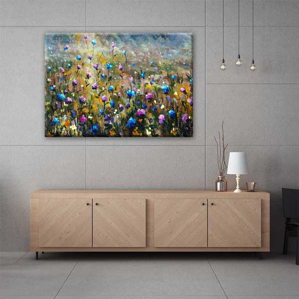Renkli Çiçek Tarlası Desenli Kanvas Tablo 4212
