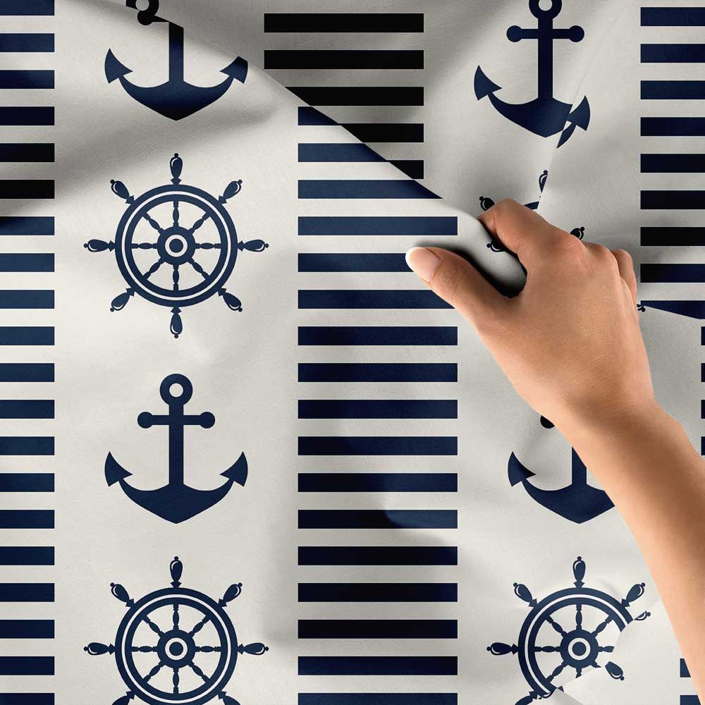 Çapa ve Dümen Desenli Marin Temalı Duvar Örtüsü 4648