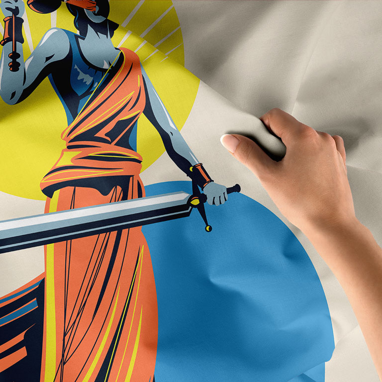 Adalet Heykeli İllüstrasyonlu Hukuk Ofisi Duvar Örtüsü 5306