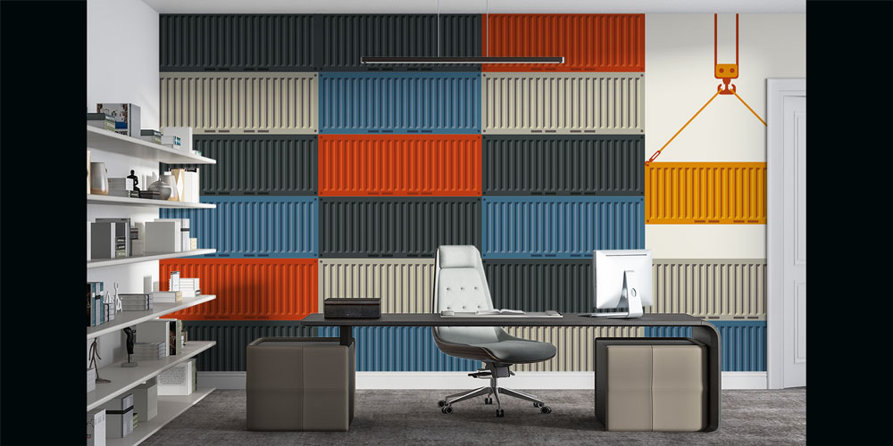 Renkli Konteyner Desenli Duvar Kağıdı 5349