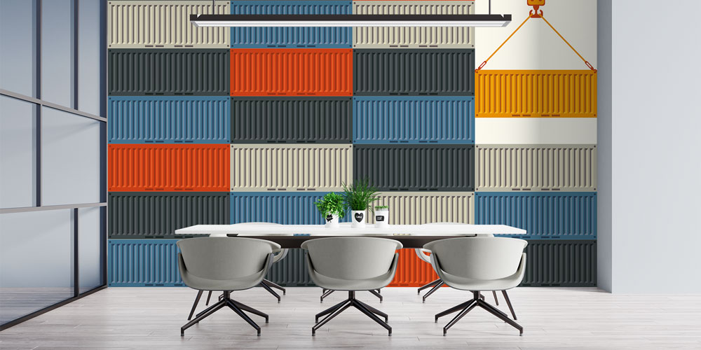 Renkli Konteyner Desenli Duvar Kağıdı 5349