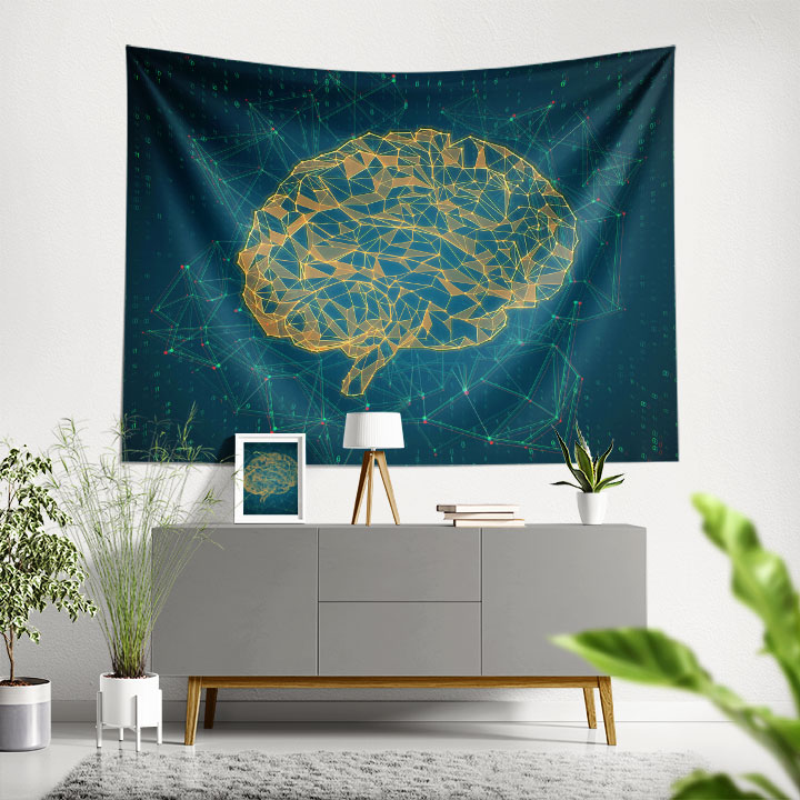 Beyin Dijital Ağ Tasarımlı Duvar Örtüsü Kumaş Baskı 5352