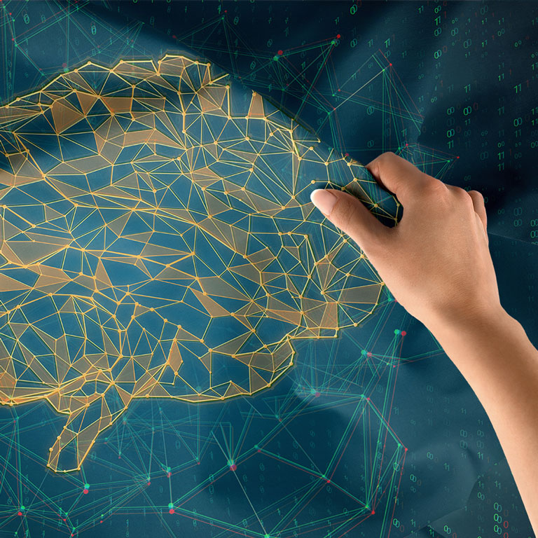 ofis-duvar-dekoru-5352-05 Beyin Dijital Ağ Tasarımlı Duvar Örtüsü Kumaş Baskı 5352