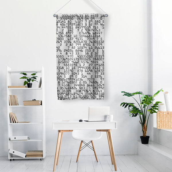 Siyah Beyaz Sayılar Desenli Duvar Flaması Kumaş Baskı 5358