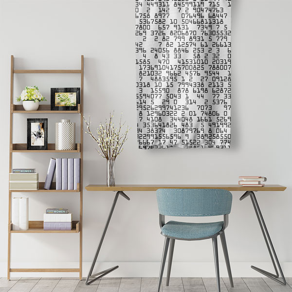 Siyah Beyaz Sayılar Desenli Duvar Flaması Kumaş Baskı 5358