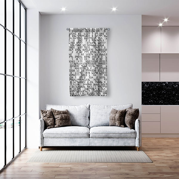 Siyah Beyaz Sayılar Desenli Duvar Flaması Kumaş Baskı 5358