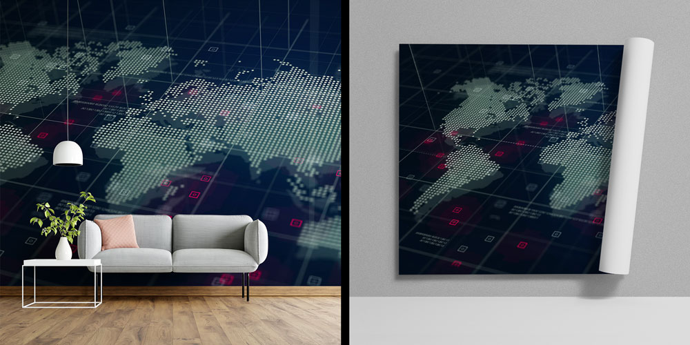 Küresel Dünya Haritası Dijital Tasarımlı Duvar Kağıdı 5342