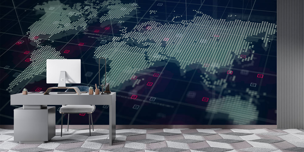 Küresel Dünya Haritası Dijital Tasarımlı Duvar Kağıdı 5342