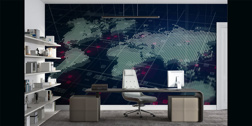 Küresel Dünya Haritası Dijital Tasarımlı Duvar Kağıdı 5342