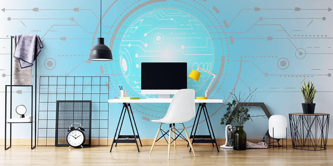 ofis-duvar-kagidi-5383-02 Teknoloji ve Dijital Ağ Tasarımlı Modern Ofis Duvar Kağıdı 5383