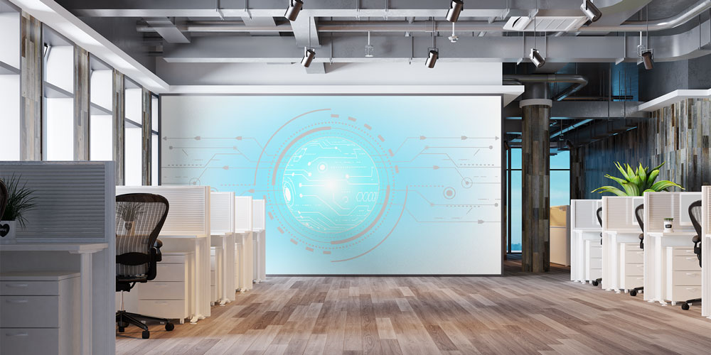 ofis-duvar-kagidi-5383-05 Teknoloji ve Dijital Ağ Tasarımlı Modern Ofis Duvar Kağıdı 5383