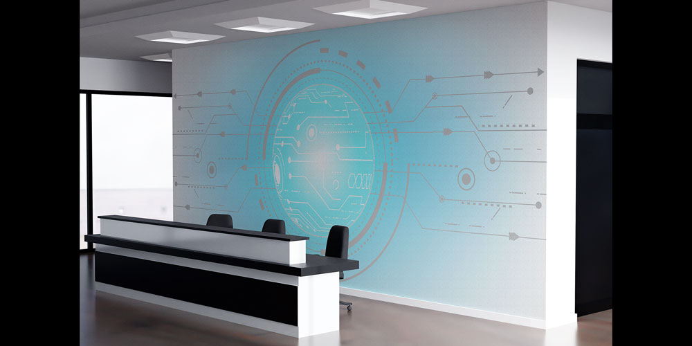 ofis-duvar-kagidi-5383-07 Teknoloji ve Dijital Ağ Tasarımlı Modern Ofis Duvar Kağıdı 5383