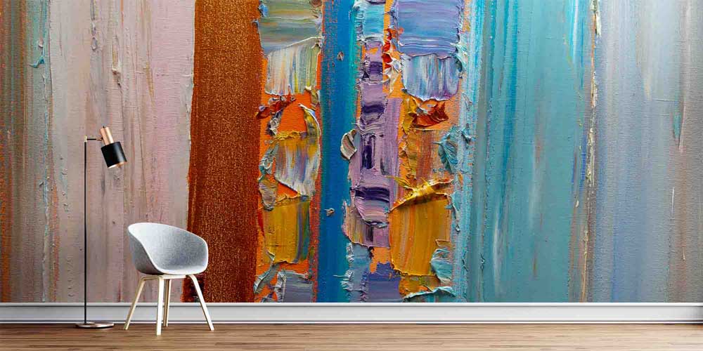 Renk Katmanlı Modern Soyut Sanat Duvar Kağıdı 4150