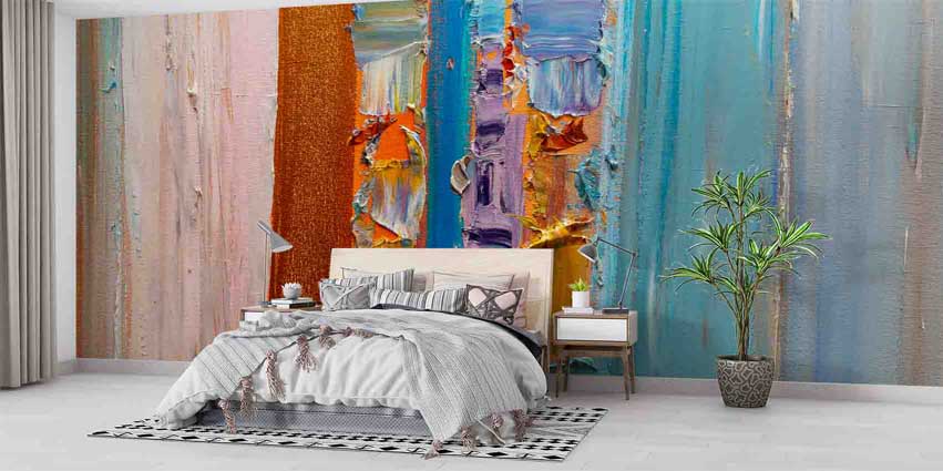 Renk Katmanlı Modern Soyut Sanat Duvar Kağıdı 4150