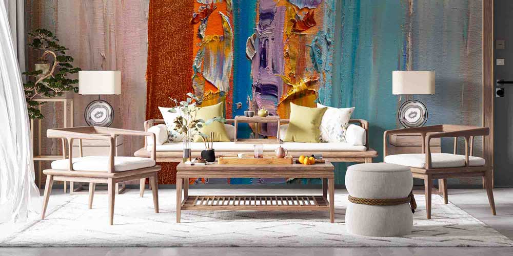 Renk Katmanlı Modern Soyut Sanat Duvar Kağıdı 4150