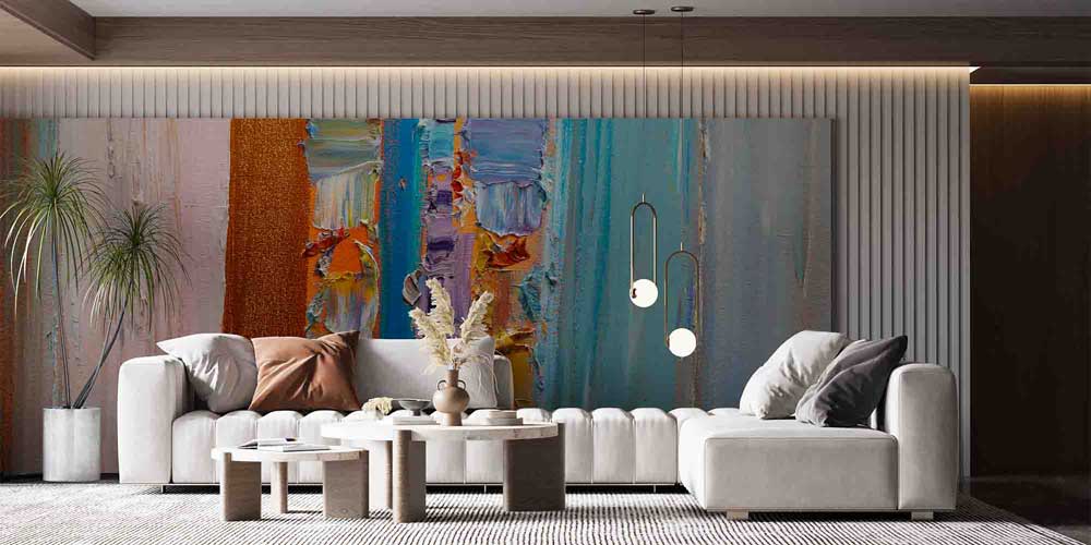 Renk Katmanlı Modern Soyut Sanat Duvar Kağıdı 4150