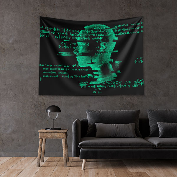 ofis-duvar-sanat-5415-03 Yapay Zekâ ve Kod Temalı Dijital Sanat Duvar Örtüsü 5415