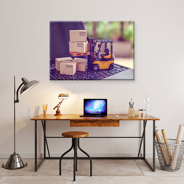 Forklift ve Kargo Kutuları Lojistik Temalı Kanvas Duvar Tablosu – 5333