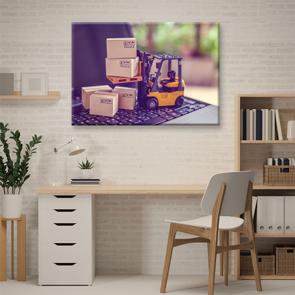 Forklift ve Kargo Kutuları Lojistik Temalı Kanvas Duvar Tablosu – 5333