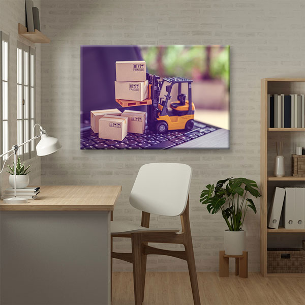 Forklift ve Kargo Kutuları Lojistik Temalı Kanvas Duvar Tablosu – 5333