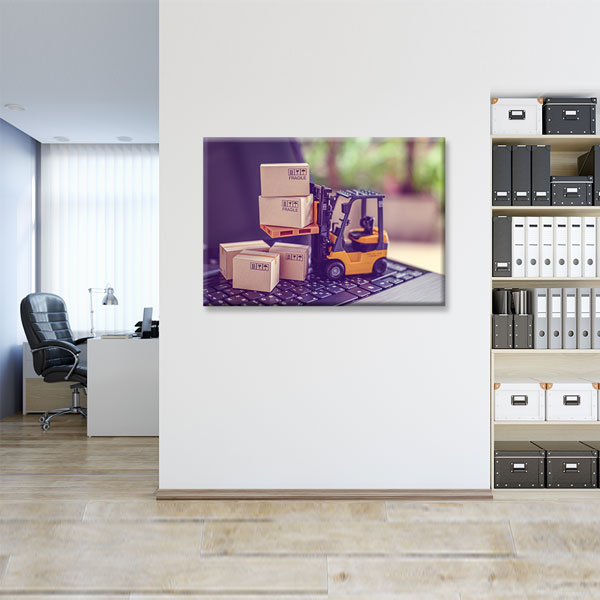 Forklift ve Kargo Kutuları Lojistik Temalı Kanvas Duvar Tablosu – 5333