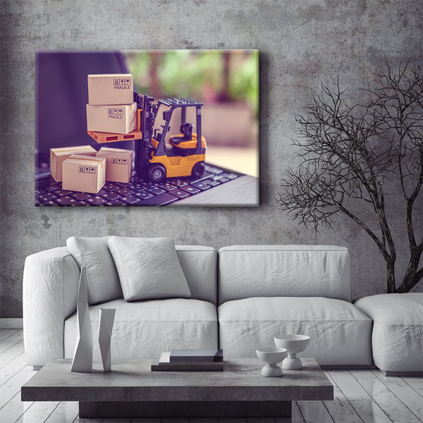 Forklift ve Kargo Kutuları Lojistik Temalı Kanvas Duvar Tablosu – 5333