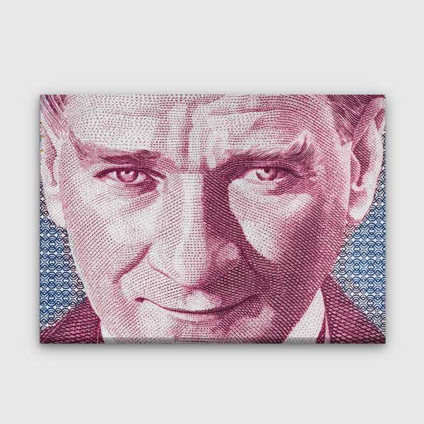 Atatürk Portreli Türk Lirası Detaylı Kanvas Duvar Tablosu – 5326