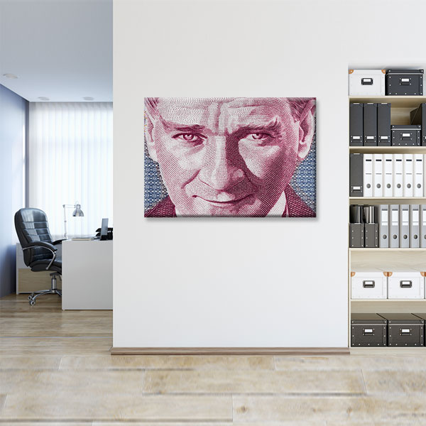 Atatürk Portreli Türk Lirası Detaylı Kanvas Duvar Tablosu – 5326