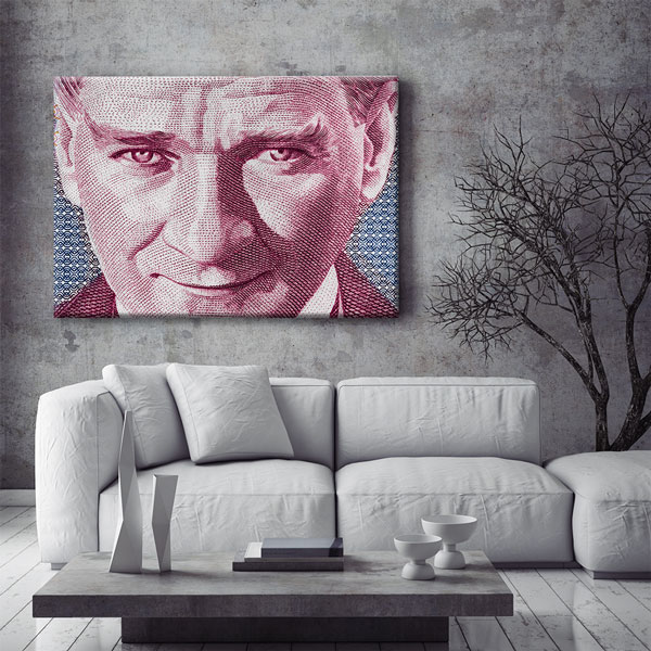 Atatürk Portreli Türk Lirası Detaylı Kanvas Duvar Tablosu – 5326