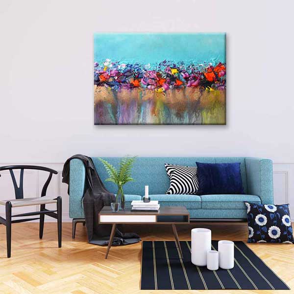 Renkli Doku Efektli Soyut Sanat Kanvas Tablo 4140