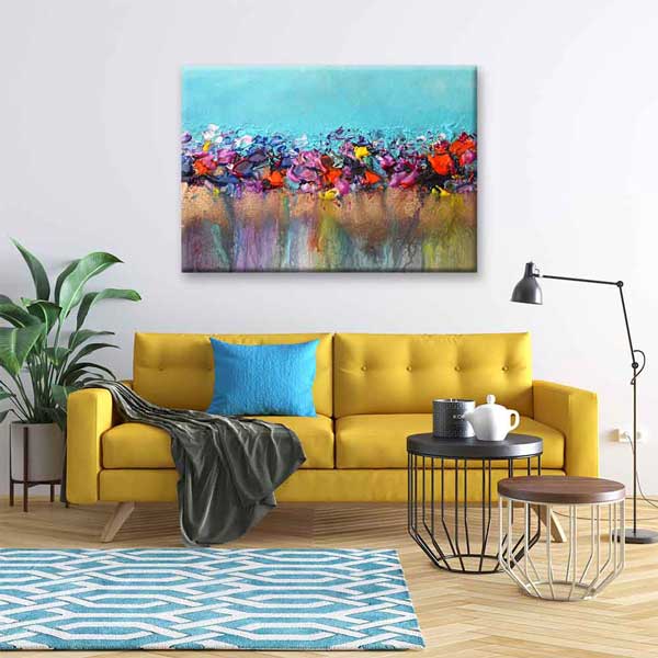 Renkli Doku Efektli Soyut Sanat Kanvas Tablo 4140