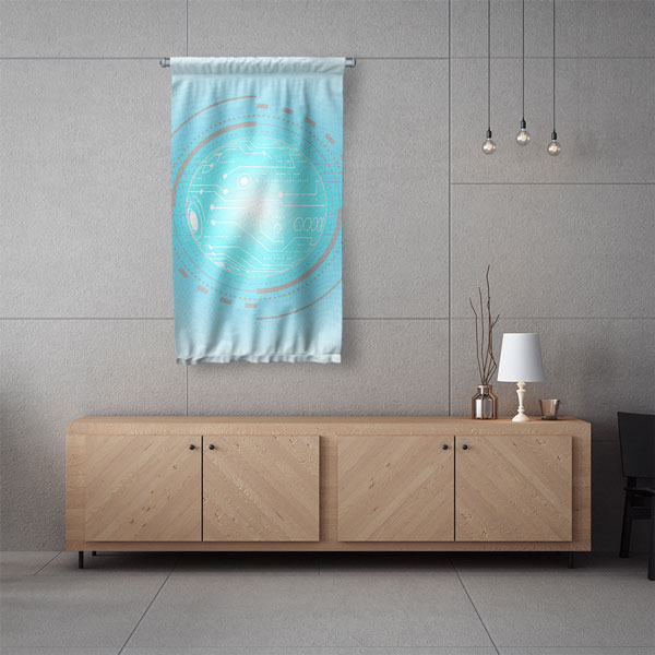 Fütüristik Dijital Arayüz Tasarımlı Duvar Flaması 5429