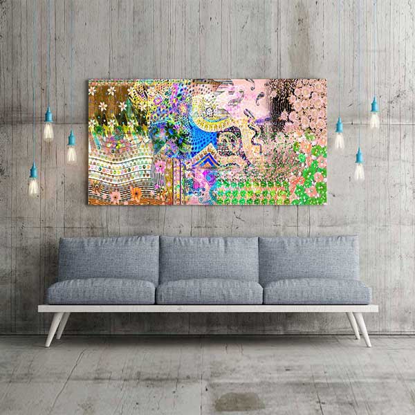 Soyut Desen ve Floral Detaylı Sanatsal Kanvas Tablo 4234