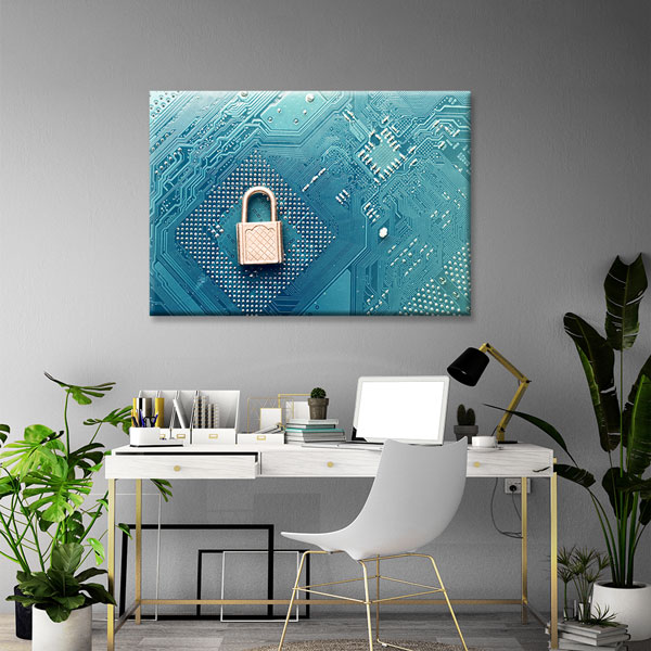 Siber Güvenlik Temalı Teknoloji Ofis Kanvas Tablo – 5371