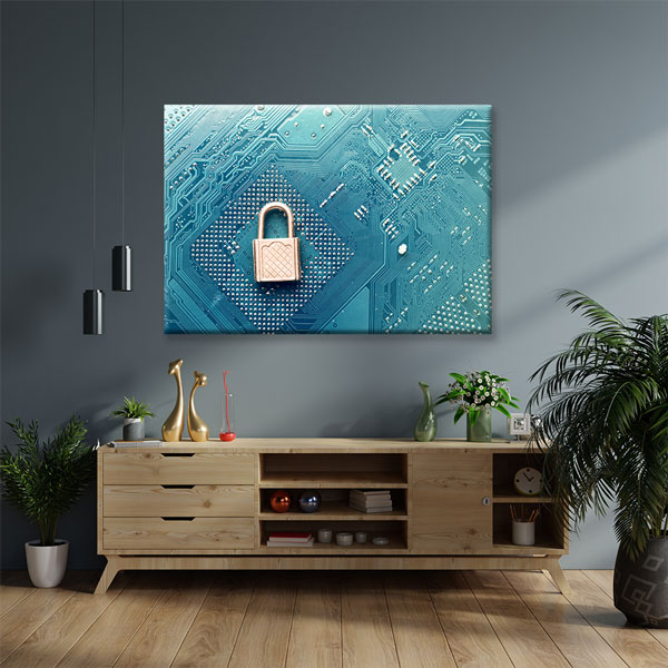 Siber Güvenlik Temalı Teknoloji Ofis Kanvas Tablo – 5371